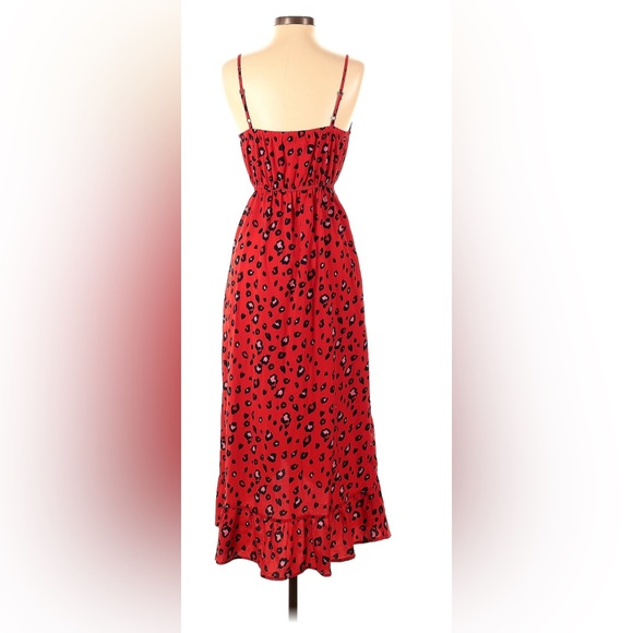 NWT Womens Size Small Nordstrom One Sixty Sherman Red Animal Print Midi Dress - Picture 2 of 2